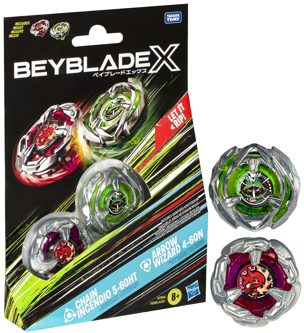 Beyblade X Dual Pack: Chain Incendio 5-60HT & Arrow Wizard 4-60N