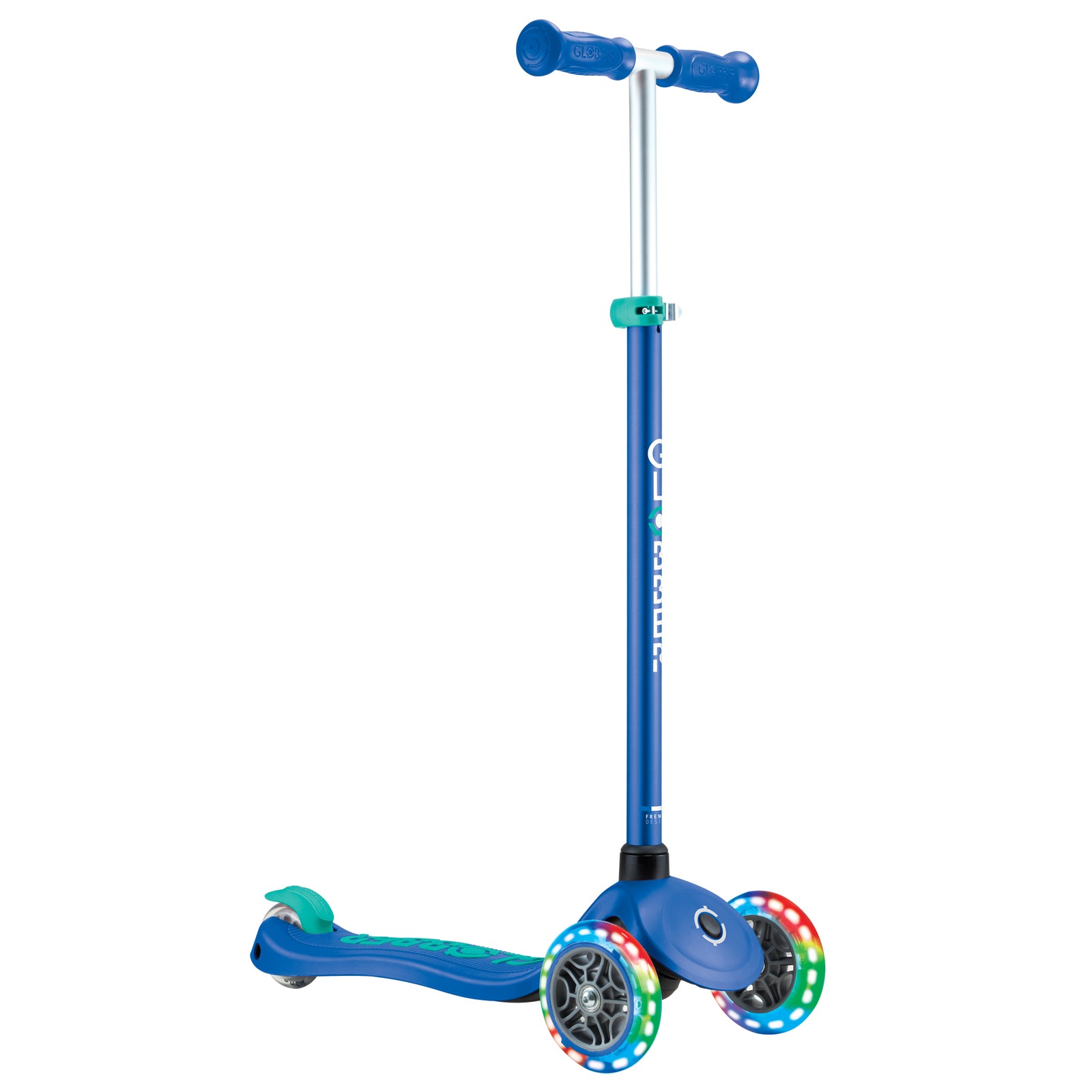 Globber Primo Plus with Lights Scooter Navy Blue / Emerald Green