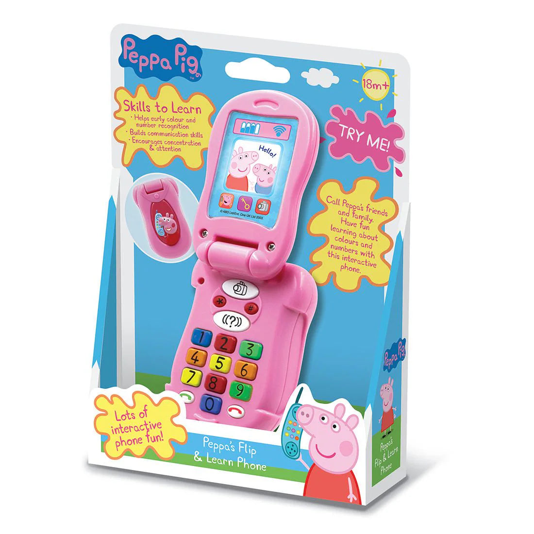 Peppa Pig Flip & Learn Phone 2 x AAA demo batteries incl