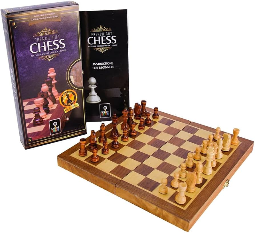 Smart Brain French Cut Chess Set in Wooden Case