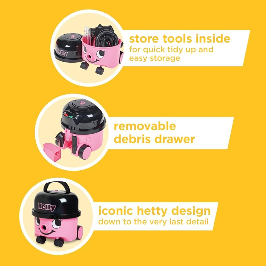 Casdon Hetty Vacuum Cleaner PINK Req 4 x C batteries - Warrnambool Toys ...