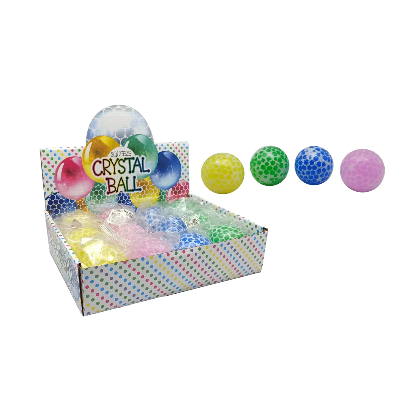 Squeeze Crystal Ball Assorted Colours 6cm