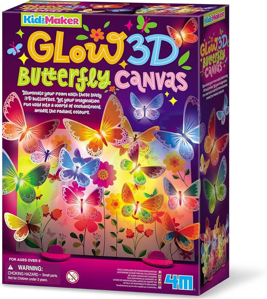 4M Kidz Maker Glow 3D Butterfly Canvas