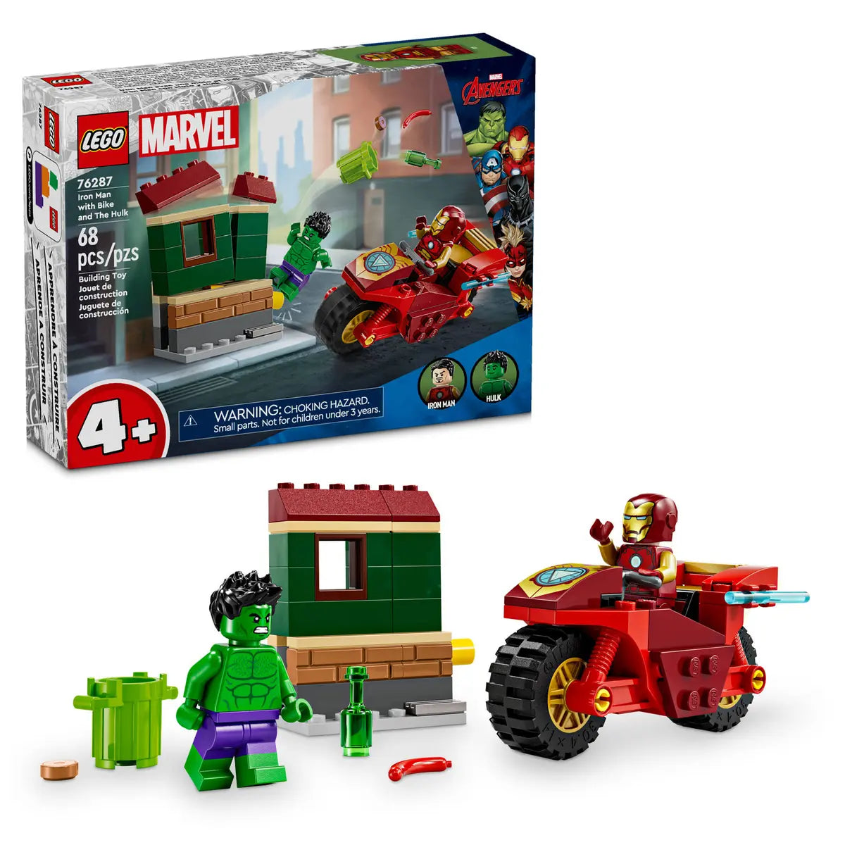 Lego 76287 Super Heroes Marvel Iron Man with Bike and The Hulk