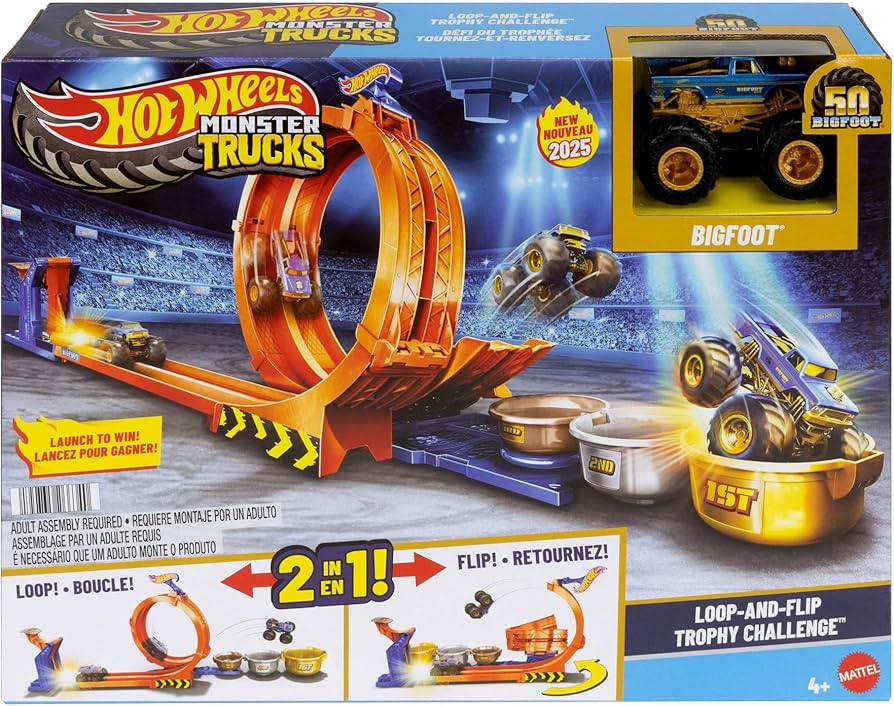 Hot Wheels Monster Trucks Loop-And-Flip Trophy Challenge Playset