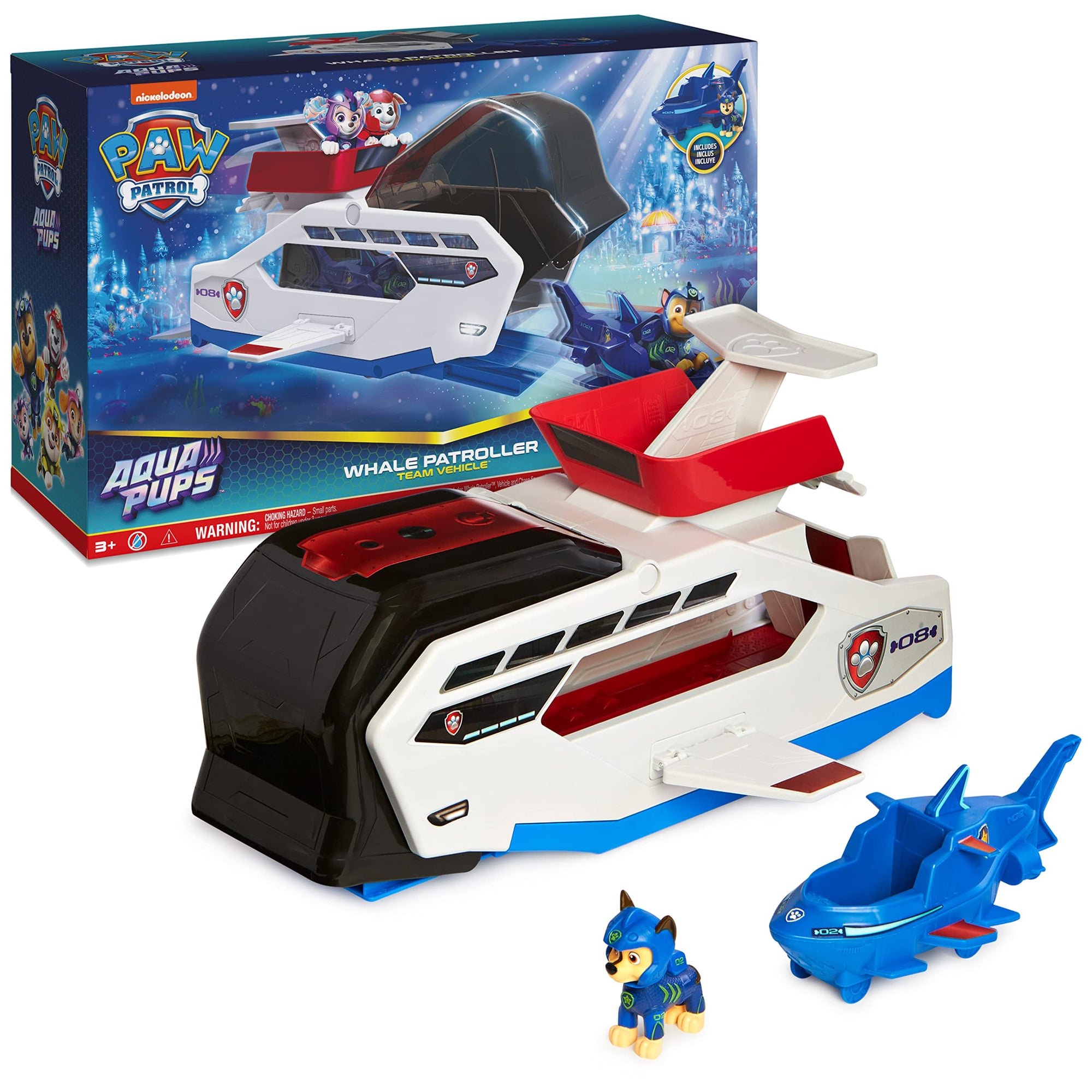 Paw Patrol Aqua Pups Whale Patroller Team Vehicle with BONUS HERO PACK Asst