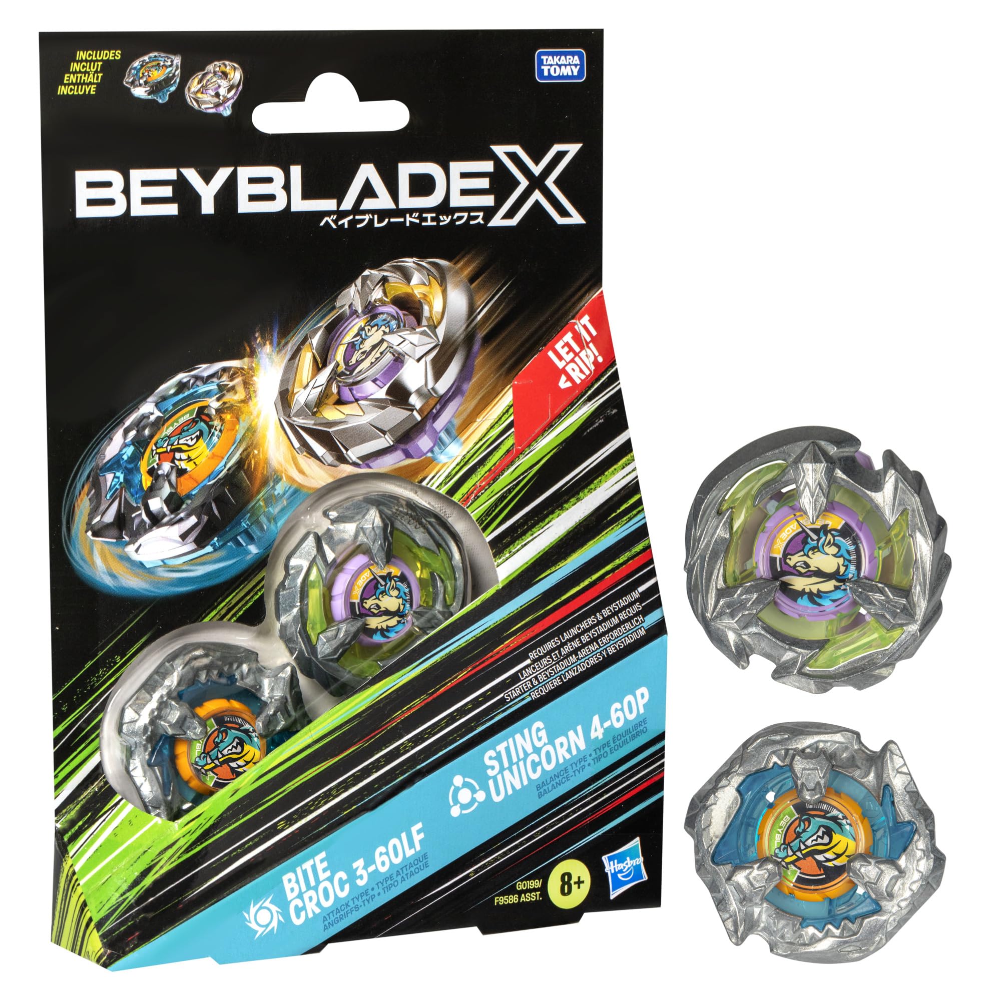 Beyblade X Dual Pack: Bite Croc 3-60LF & Sting Unicorn 4-60P