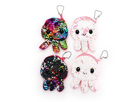 Key Chain Purse Octopus Sequins Assorted
