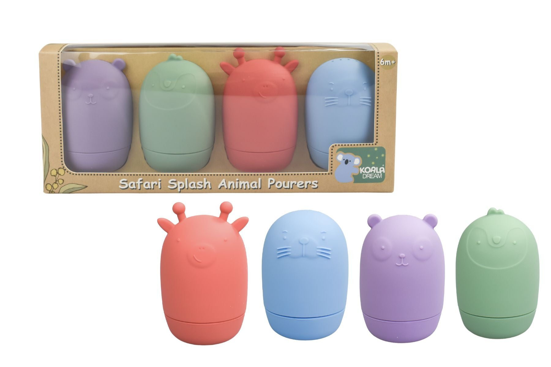 Safari Splash Animal Bath Pourers Silicone 4pc Set