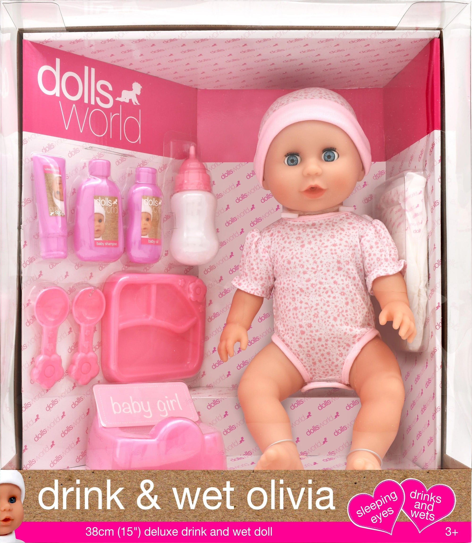 Dolls World Drink and Wet Olivia 38cm Doll