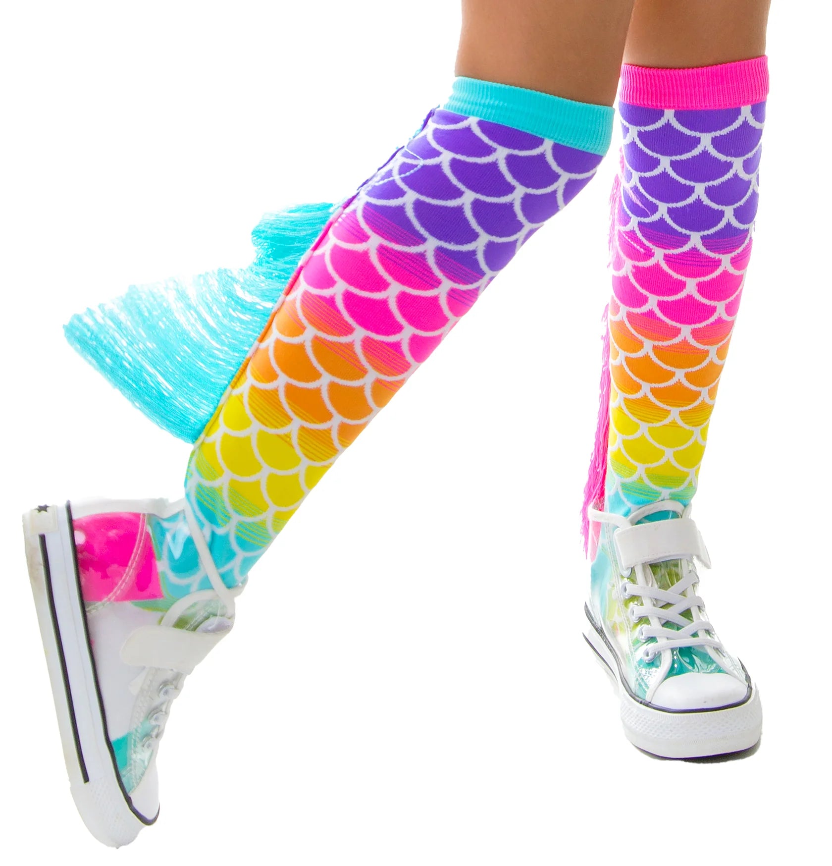 Mad Mia Socks Mermaid Scales with Tassles Toddler Size