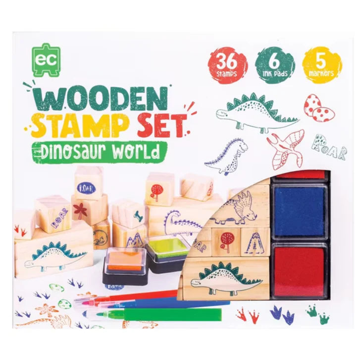 EC Wooden Stamp Set 47pc Dinosaur World