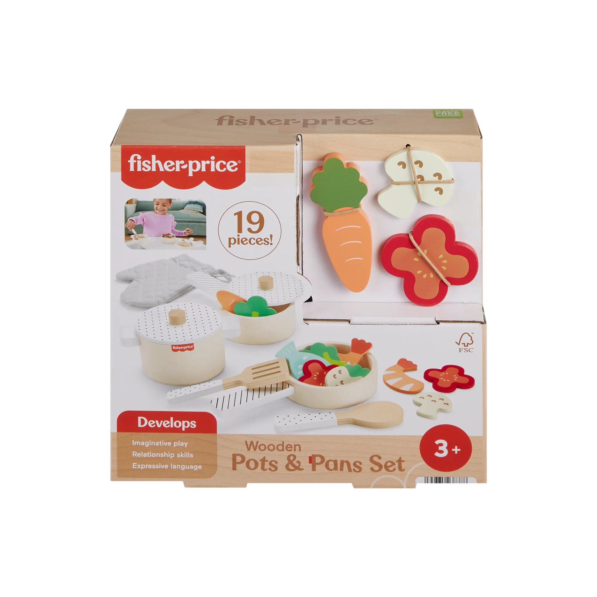 Fisher Price Wooden Pots and Pans Set