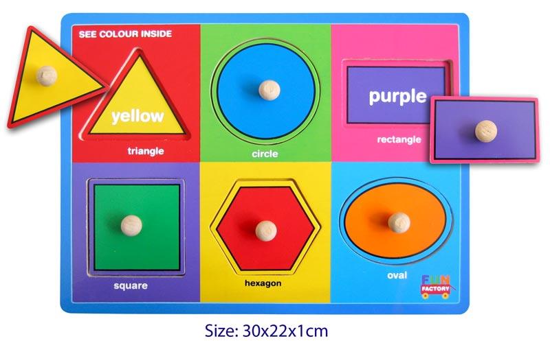 Fun Factory Wooden Knob Puzzle Shapes and Colour