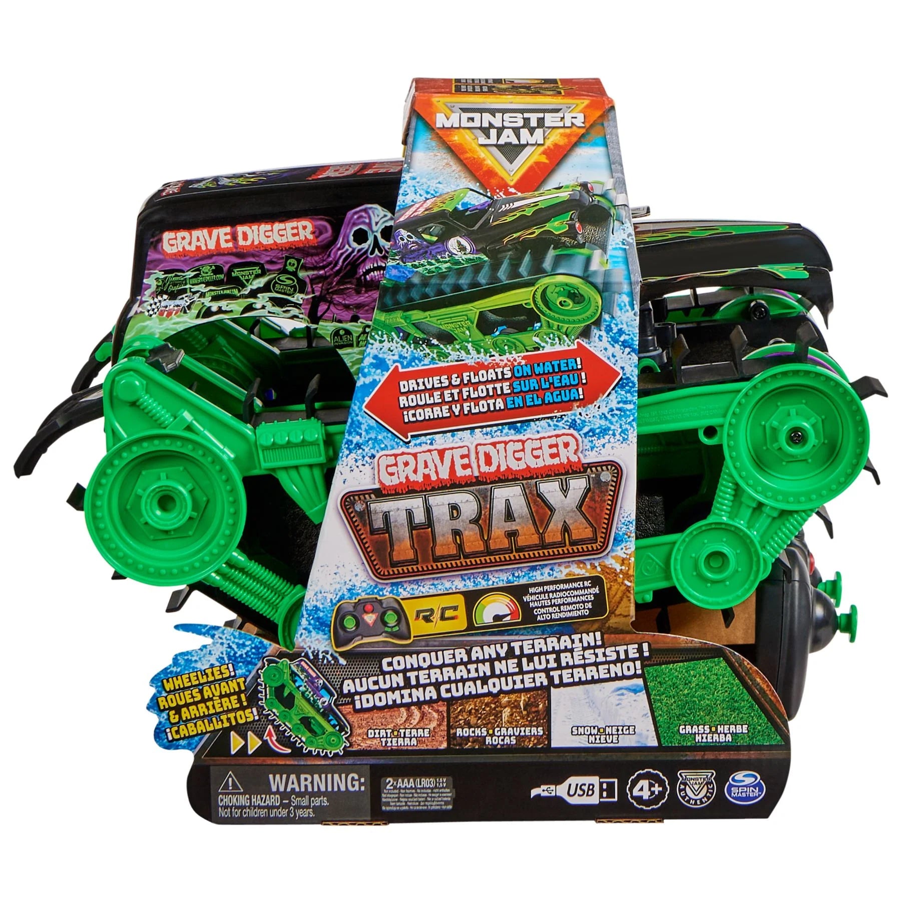 Monster Jam R/C Grave Digger Trax Requires 2xAAA Batteries