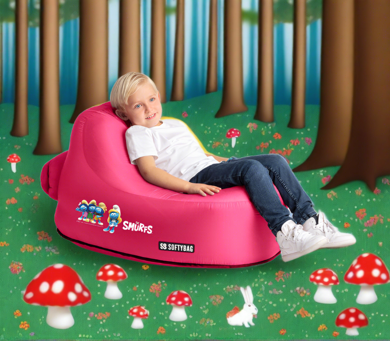 Softy Bag Kids Inflatable Chair The Smurfs Pink Warrnambool Toys and Baby