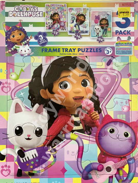 Gabby's Dollhouse 3pk Frame Tray Puzzles
