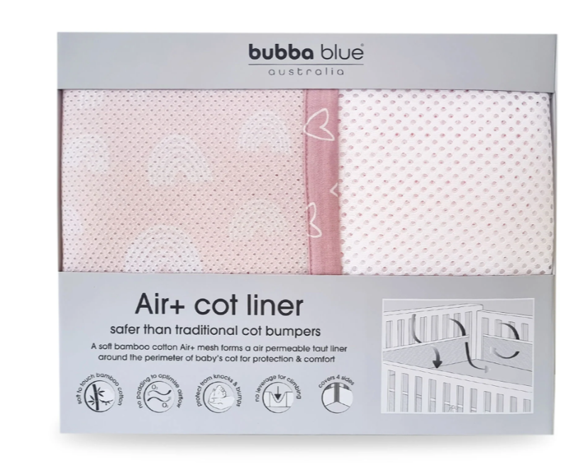 Bubba Blue Breathe Easy Nordic Cot Liner Berry Rose