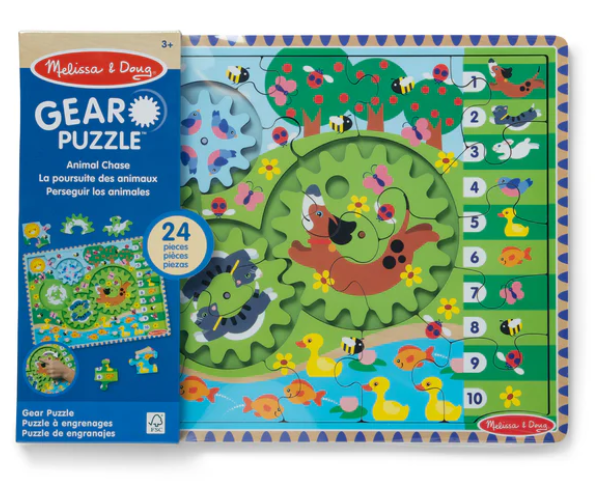 M&D Wooden Gear Puzzle Animal Chase 24pc