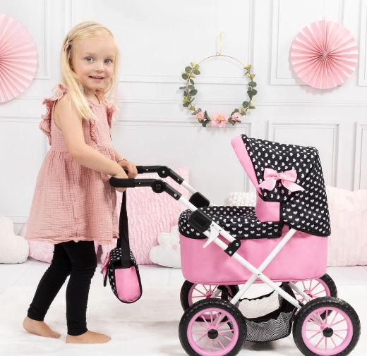 Black and pink pram online