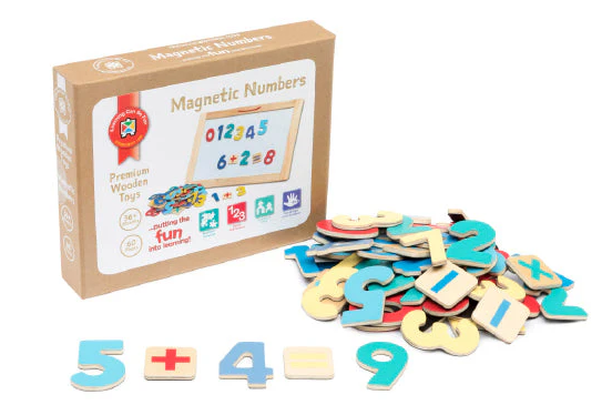 Magnetic Wooden Numbers 60pc