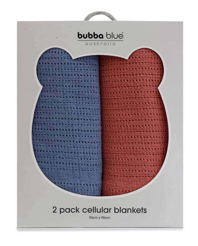Bubba Blue Nordic 2pk Cellular Blankets Denim/Clay 70cm x 90cm