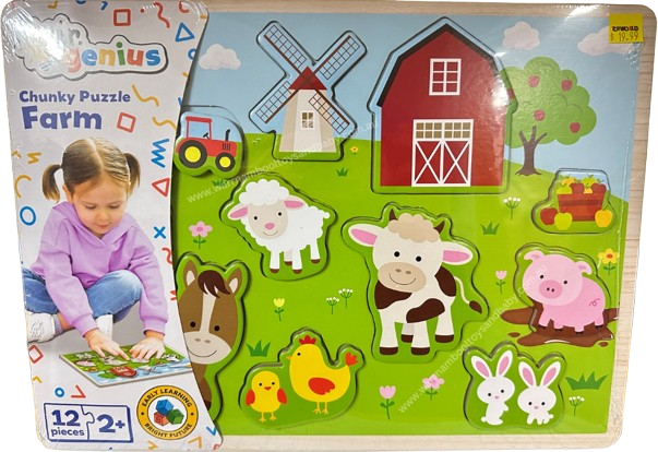 Jr Genius Chunky Puzzle - Farm 12pc