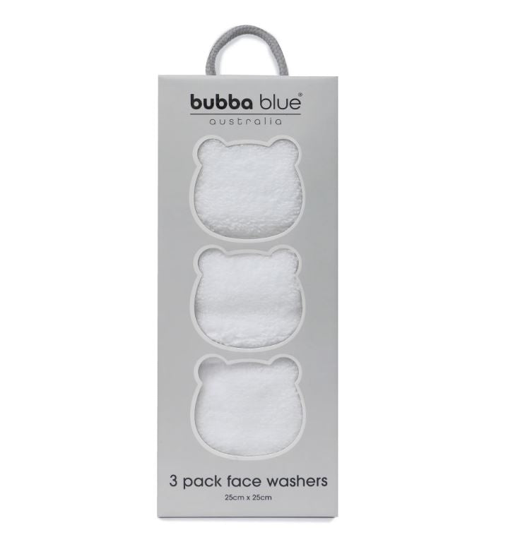 Bubba Blue Terrazzo 3pk Baby Face Washers White