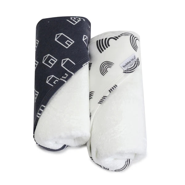 Bubba Blue Nordic 2pk Hooded Towel Charcoal White