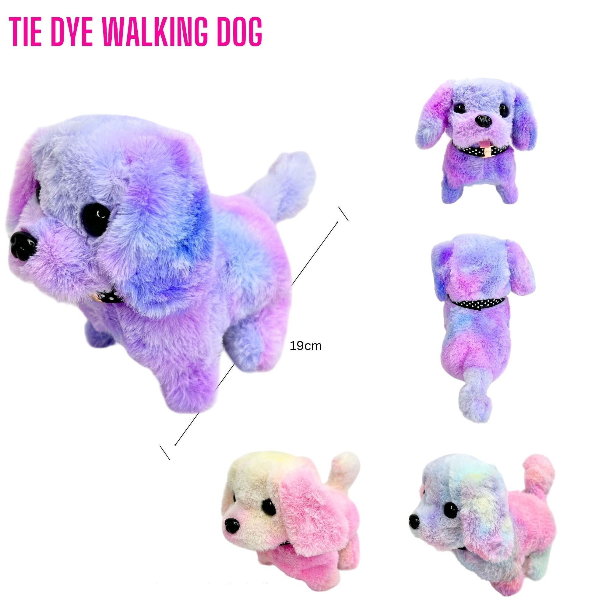 Tie Dye Walking Dog with Sound all batteries included