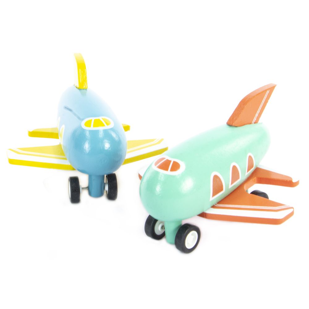 Majigg Wooden Mini Aeroplane 10cm Assorted Colours