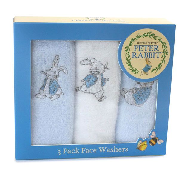 Bubba Blue Peter Rabbit Face Washer 3pk - Blue