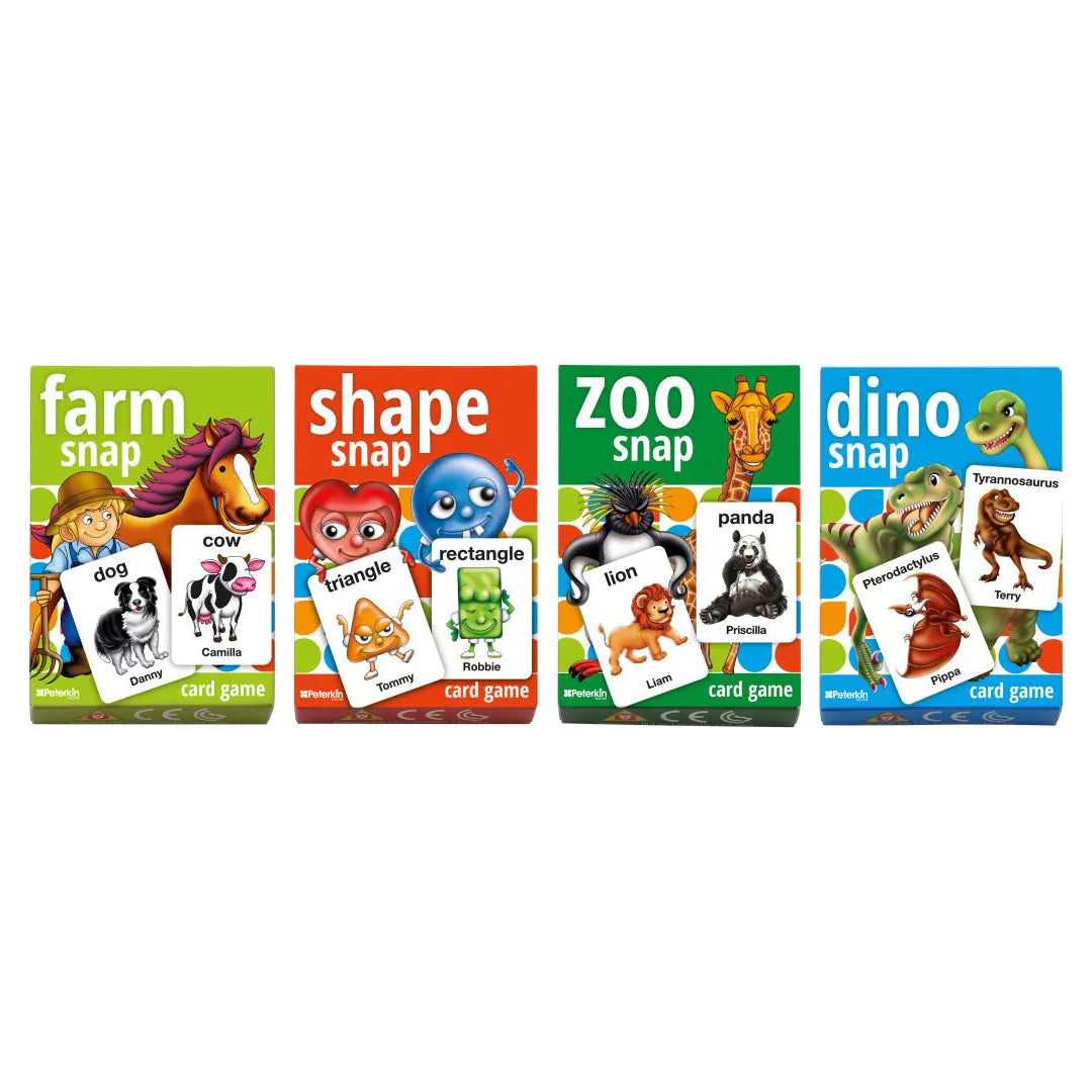 Play and Learn Snap Card Game Assorted - Dino/Farm/Shape/Zoo