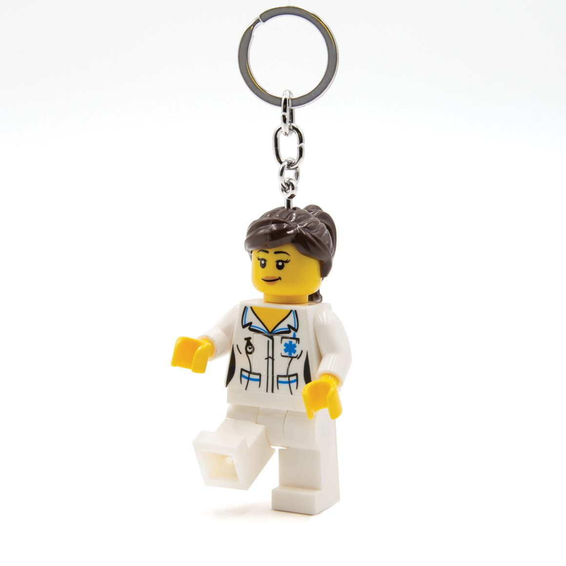 Lego Brunette Nurse Light Key Ring