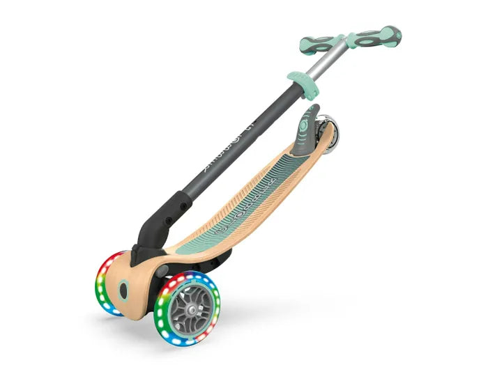 Globber Primo Foldable Wood Lights Scooter - MINT