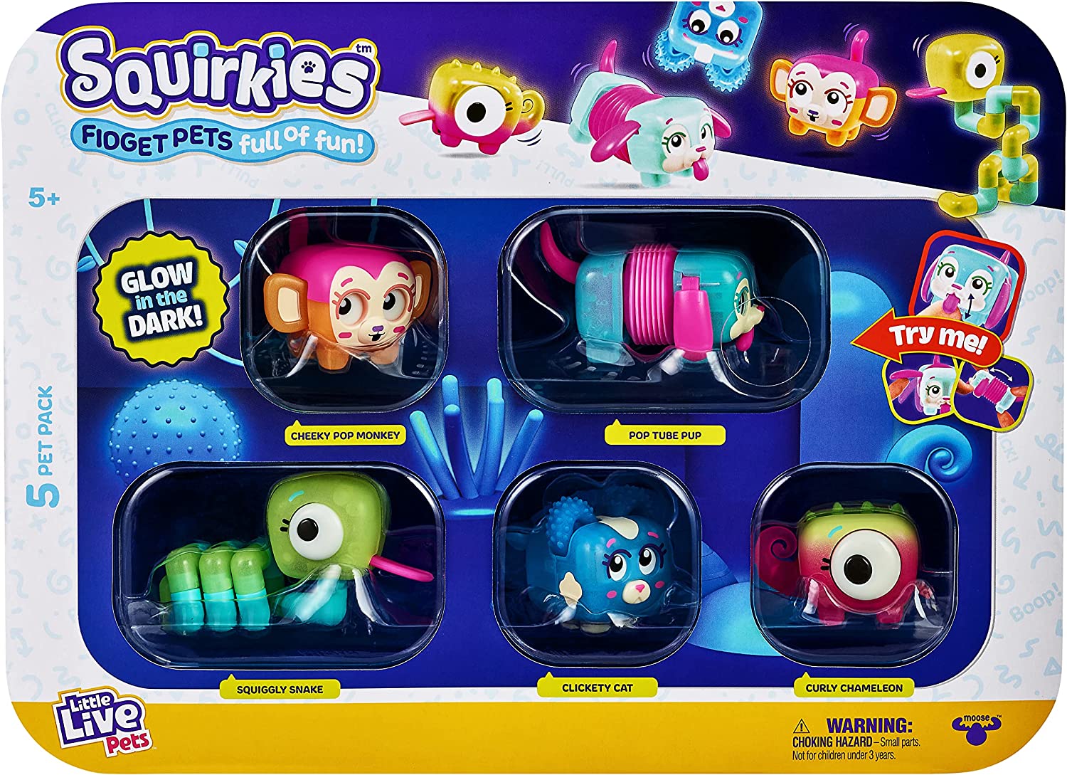 Little Live Pets Squirkies 5 pk Glow In The Dark Fidget Pets