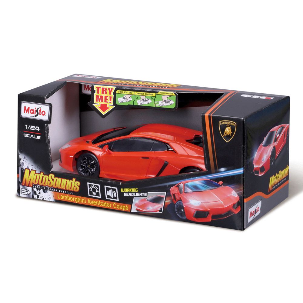 Maisto 1/24 Moto Sounds Lamborghini Aventador Coupe Demo Batteries Included