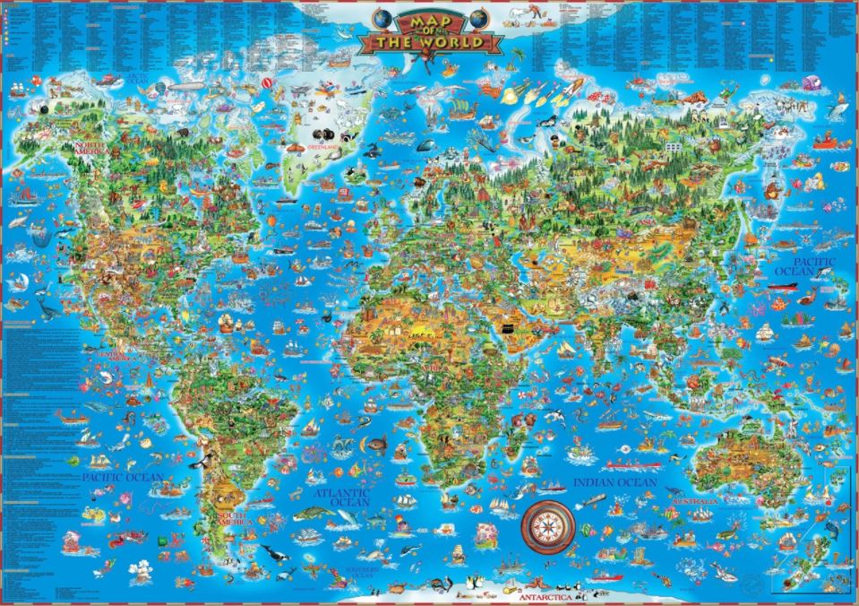 Blue Opal Around The World Giant Map 300pc Puzzle