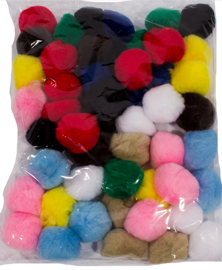 Pom Poms 38mm Assorted 50 per bag